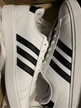New Adidas Classic White and Black Striped Sneakers originally $70